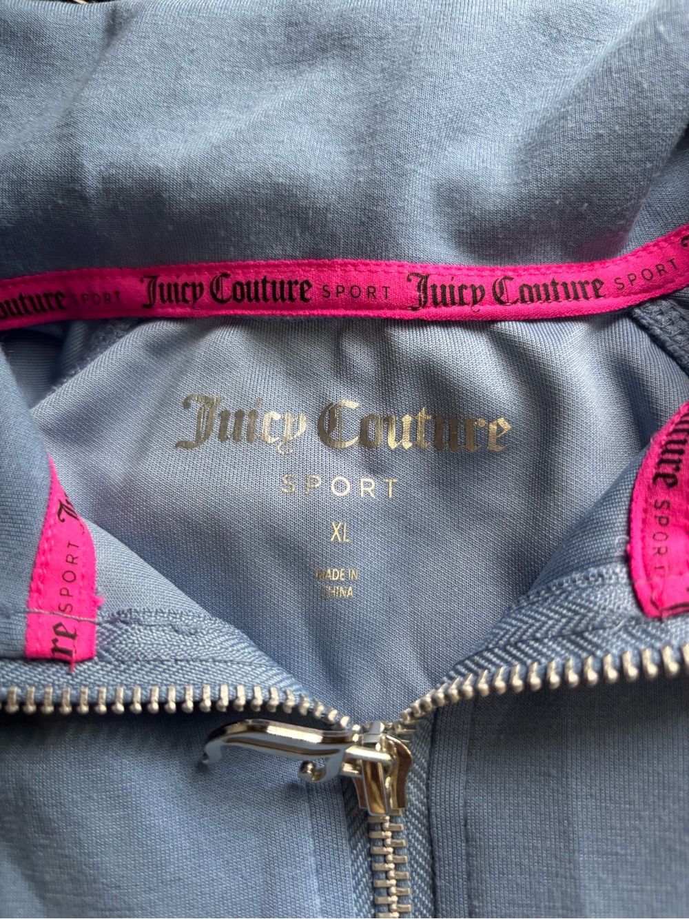 Juicy Couture Light Blue Rhinestone Logo Half-Zip Set with Pink Trim - Picture 3 of 5